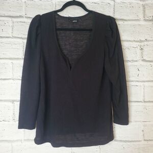 Sanctuary long sleeve thin knit sweater solid black Rayon small
